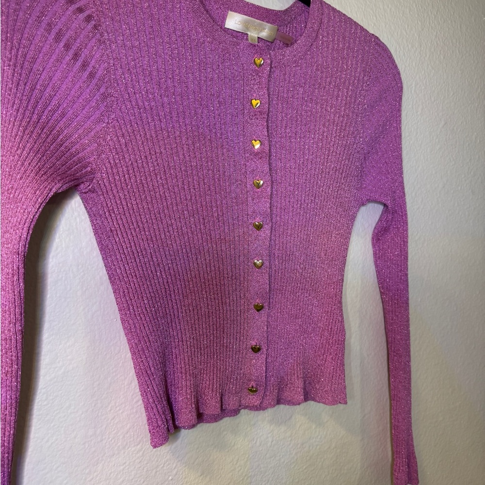LoveShackFancy Pink Ribbed Cardigan, Size XS - Picture 2 of 9